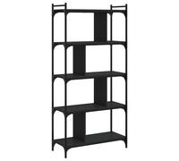 Bibliothèque 5 Niveaux, Etagère à Livres avec Pieds Réglables, Meuble de Rangement Intérieur, Industriel, Noir Bois d'Ingénierie