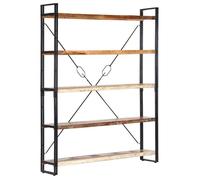 Bibliothèque 5 niveaux 140x30x180cm Bois solide de récupération