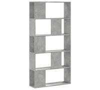 vidaXL Bibliothèque 5 niveaux – Bois d'ingénierie, gris béton/marron