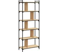 Bibliothèque 6 Niveaux, Etagère à Livres avec Pieds Réglables, Meuble de Rangement Intérieur, Industriel, Chêne Sonoma Bois d'Ingénierie