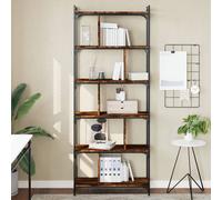 Vidaxl Bibliothèque 6 Niveaux Chêne Fumé 76x32x192cm Bois D'ingénierie Marron