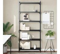 Vidaxl Bibliothèque 6 Niveaux Noir 80x30x188 Cm Bois D'ingénierie Marron