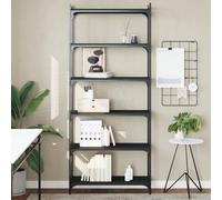 Vidaxl Bibliothèque 6 Niveaux Noir 80x30x188 Cm Bois D'ingénierie Marron