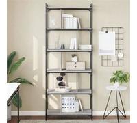Vidaxl Bibliothèque 6niveaux Sonoma Gris 76x32x192cm Bois D'ingénierie Gris