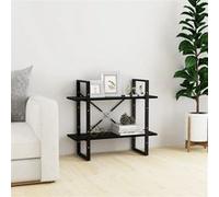 vidaXL Bibliothèque à 2 niveaux Noir 80x30x70 cm Bois de pin massif806456 Noir G