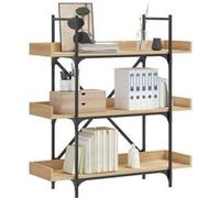 vidaXL Bibliothèque à 3 niveaux – Étagère à livres avec pieds, industrielle Chêne Sonoma