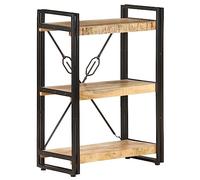 vidaXL Bibliothèque à 3 Niveaux Etagère à Livres Meuble de Rangement Armoire à Livres Bureau Intérieur 60x30x80 cm Bois de Manguier Massif