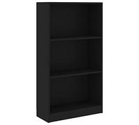 vidaXL Bibliothèque à 3 Niveaux Étagères à Livres Meuble à Livres Meuble de Rangement Stockage Salon Maison Noir 60x24x109 cm Bois d'Ingénierie