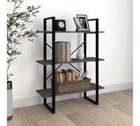 Vidaxl Bibliothèque À 3 Niveaux Gris 80x30x105 Cm Bois De Pin Massif Marron