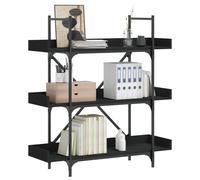 Bibliothèque à 3 Niveaux, Etagère à Livres avec Pieds, Meuble à Livres avec Rangement Salon, Industriel, Noir Bois d'Ingénierie