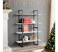 Vidaxl Bibliothèque À 4 Niveaux Blanc 100x30x140 Cm Aggloméré Blanc
