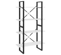 vidaXL Bibliothèque à 4 niveaux – Étagère à livres avec rangement, moderne blanc bois d'ingénierie