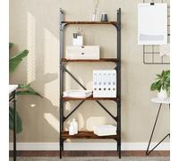 Bibliothèque à 4 Niveaux, Etagère à Livres, Meuble de Rangement Salon Salle de Séjour Intérieur, Industriel, Chêne Fumé Bois d'Ingénierie
