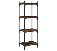vidaXL Bibliothèque à 4 Niveaux, Étagère à Livres avec Pieds Réglables, Meuble à Livres avec Rangement Salon, Industriel, Chêne Fumé Bois d'Ingénierie