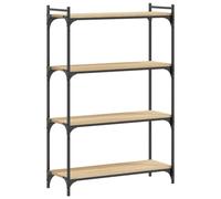 vidaXL Bibliothèque à 4 Niveaux, Étagère à Livres avec Pieds Réglables, Meuble à Livres avec Rangement, Industriel, Chêne Sonoma Bois d'Ingénierie