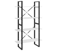 vidaXL Bibliothèque à 4 Niveaux, Étagère à Livres avec Rangement, Meuble à Livres Salon Salle de Séjour, Moderne, Blanc Bois d'Ingénierie