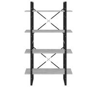 Vidaxl Bibliothèque À 4 Niveaux Gris Béton 80x30x140 Cm Aggloméré Gris