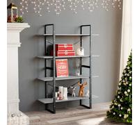 Vidaxl Bibliothèque À 4 Niveaux Gris Béton 100x30x140 Cm Aggloméré Gris