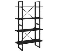 vidaXL Bibliothèque à 4 Niveaux, Étagère à Livres avec Rangement, Meuble à Livres Salon Salle de Séjour, Scandinave, Noir Bois d'Ingénierie