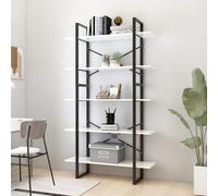 Vidaxl Bibliothèque À 5 Niveaux Blanc 100x30x175 Cm Bois D'ingénierie Blanc