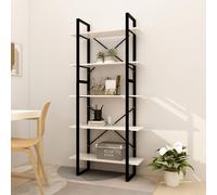 Bois de Pin Bibliothèque à 5 Niveaux Etagère à Livres Armoire de Rangement Etagère sur Pied Meuble de Rangement Bureau Blanc 80x30x175 cm