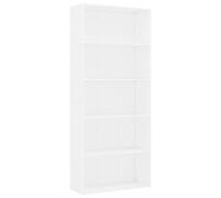 vidaXL Bibliothèque à 5 niveaux - Meuble de rangement moderne blanc en bois d’ingénierie
