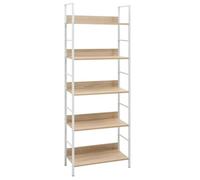 Étagère À 5 Niveaux Cadre En Acier Bois D'oak Compact 60x27,6x158,5 Cm