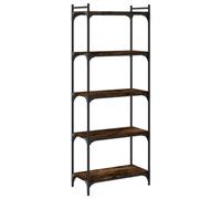 vidaXL Bibliothèque à 5 Niveaux, Étagère à Livres avec Pieds Réglables, Meuble à Livres avec Rangement Salon, Industriel, Chêne Fumé Bois d'Ingénierie