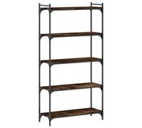 vidaXL Bibliothèque à 5 Niveaux, Étagère à Livres avec Pieds Réglables, Meuble à Livres avec Rangement Salon, Industriel, Chêne Fumé Bois d'Ingénierie