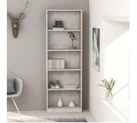vidaXL Bibliothèque à 5 niveaux – Meuble de rangement en bois d’ingénierie, gris béton