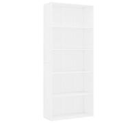 vidaXL Bibliothèque à 5 Niveaux, Meuble de Rangement avec Étagère, Armoire à Livres Salon Salle de Séjour Intérieur, Moderne, Blanc Bois d’Ingénierie