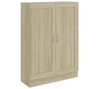 vidaXL Bibliothèque Armoire à Livres Armoire de Rangement avec 3 Compartiments et 2 Portes Maison Intérieur Chêne Sonoma 82,5x30,5x115 cm Aggloméré