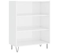 vidaXL Bibliothèque, Armoire à Livres avec 3 Compartiments, Étagère à Livres avec Pieds, Meuble de Rangement Salon, Moderne, Blanc Brillant Bois d'Ingénierie