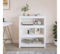 vidaXL Bibliothèque Armoire à Livres Étagère à Livres sur Pied Meuble de Rangement Bureau Maison Intérieure Blanc 80x35x97 cm Bois de Pin Massif Blanc G