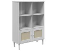 Vidaxl Bibliothèque Senja Aspect De Rotin Blanc Bois Massif De Pin Blanc
