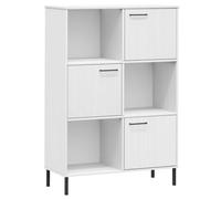 vidaXL Bibliothèque avec Pieds en métal Blanc 90x35x128,5 cm Bois Oslo, étagère à Livres, casier à Livres, étagère en Bois, Rangement de Livres