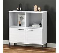Vidaxl Bibliothèque Avec Pieds En Métal Blanc 90x35x90,5 Cm Bois Oslo Multicolore