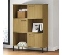 vidaXL Bibliothèque avec Pieds en métal Marron 90x35x128,5cm Bois Oslo, étagère à Livres, casier à Livres, étagère en Bois, Rangement de Livres