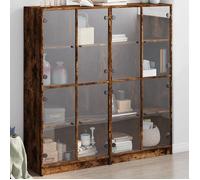 vidaXL Bibliothèque avec Portes, Armoire à Livres avec Poignées, Meuble avec Compartiments de Salon Intérieur, Moderne, Chêne Fumé chêne fumé G