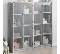 Bibliothèque avec Portes, Armoire à Livres avec Poignées, Meuble avec Compartiments de Salon Intérieur, Moderne, Sonoma Gris 3206522
