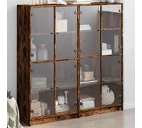vidaXL Bibliothèque avec Portes, Armoire à Livres avec Poignées, Meuble avec Compartiments de Salon Intérieur, Moderne, Chêne Fumé chêne fumé G