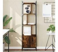 vidaXL Bibliothèque avec Portes, Étagère à Livres avec Rangement, Meuble à Livres, Paravent de Salon Bureau, Industriel, Chêne Fumé Bois d'Ingénierie 833355 Marron G