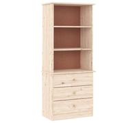 vidaXL Bibliothèque avec Tiroirs, Armoire à Livres, Etagère de Rangement Salon Salle de Séjour Intérieur, Scandinave, Bois Massif de Pin