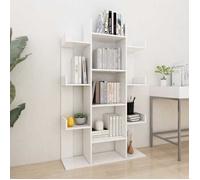 Bibliothèque Blanche 86x25,5x140 Cm Avec 13 Compartiments Et Étagère De Rangement Blanc