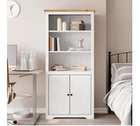 vidaXL Bibliothèque, Étagère à Livres avec Rangement, Armoire à Livres, Meuble de Bureau Salon Salle de Séjour, Blanc and Marron Bois de Pin Massif Marron