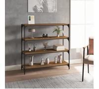 vidaXL Boekenkast 100x33x100 cm bewerkt hout en staal gerookt eiken819359 Marron G