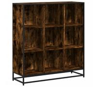 vidaXL Bibliothèque chêne fumé 97,5x33x107,5cm Bois d'ingénierie métal, étagère à Livres, Porte-Livres, Support à Livres, Armoire de Rangement