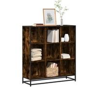 vidaXL Bibliothèque chêne fumé 97,5x33x107,5cm Bois d'ingénierie métal, étagère à Livres, Porte-Livres, Support à Livres, Armoire de Rangement