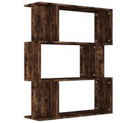 vidaXL Bibliothèque/Cloison Étagère à Livres Meuble de Rangement Cloison de Séparation Salon Chêne Fumé 80x24x96 cm Bois d'Ingénierie