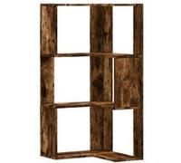 vidaXL Bibliothèque d'angle à 3 niveaux chêne fumé bois d'ingénierie852595 Marron G